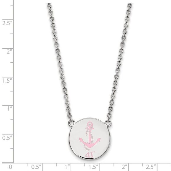 Sterling Silver Delta Gamma Large Enamel Necklace
